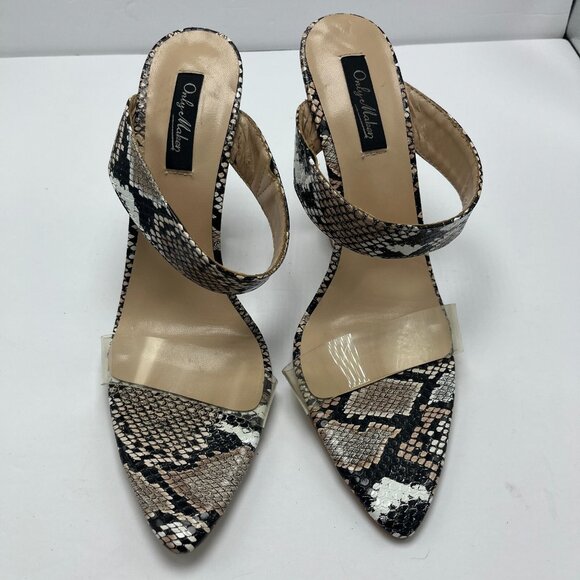 Onlymaker Shoes - Onlymaker Women's High Heel Mules Slide Snake Point toe